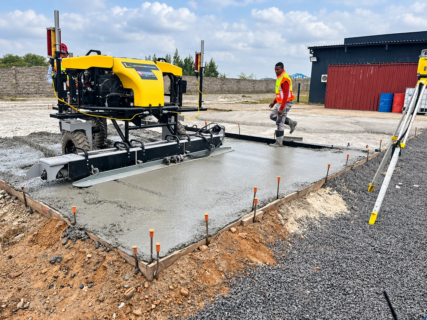 Concrete slab placement and levelling