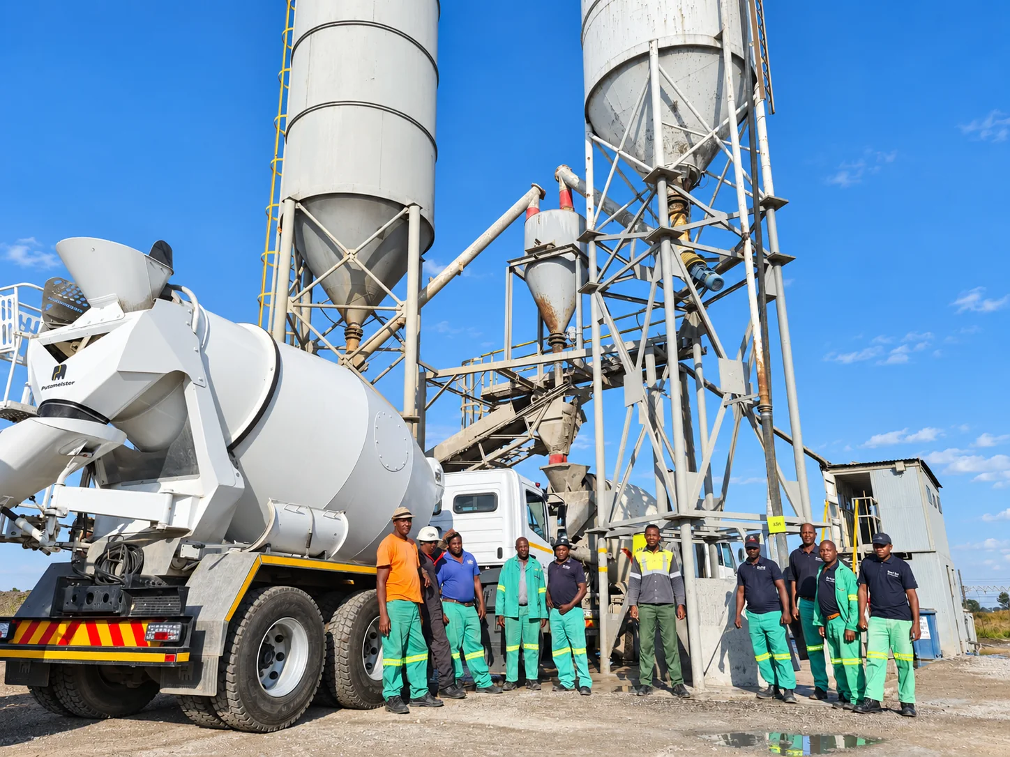 Rock-Tuff team and mixer truck at the batching plant